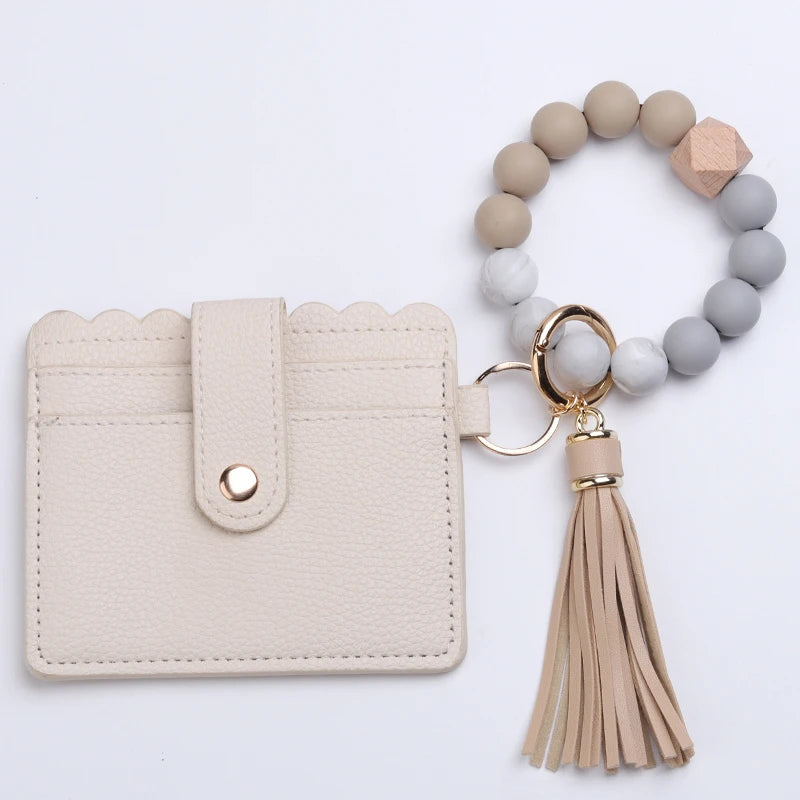 Silicone Bead Bracelet Tassel Pendant Keychain Pendant Cartoon Portable Woman Man Card Bag Multicolor Key Chain Gifts