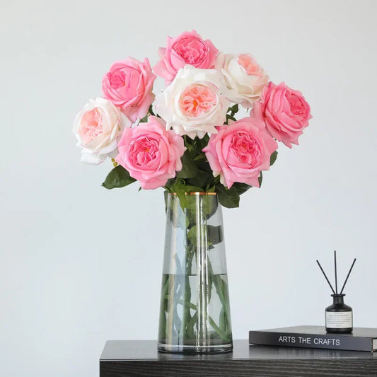 5Pc High-quality Moisturizing Rose Artificial Flowers Real Touch Rose Bridal Bouquet Wedding Decor Indoor Home Party Table Flore