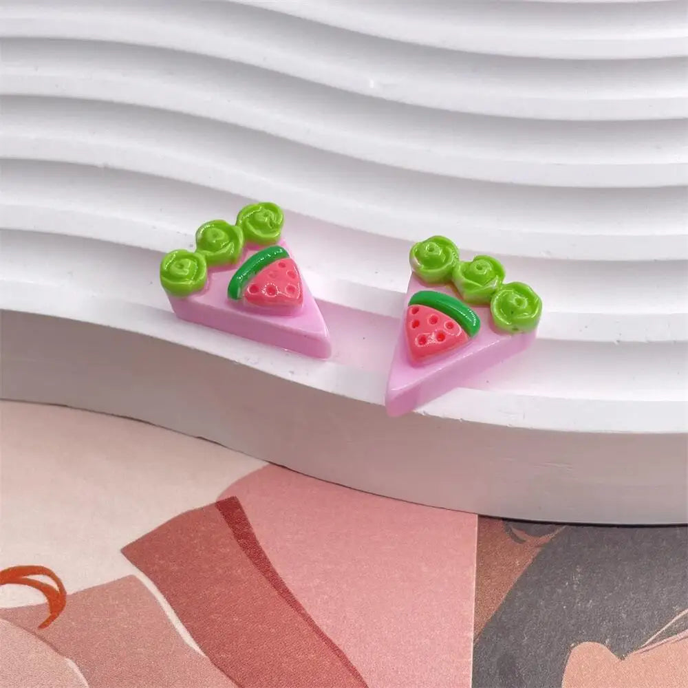 10 Pcs Resin Simulation Cartoon Macaron Flatback Cabochon Art Supply DIY Earring Craft Scrapbooking For Hair Bow Clip Decoration