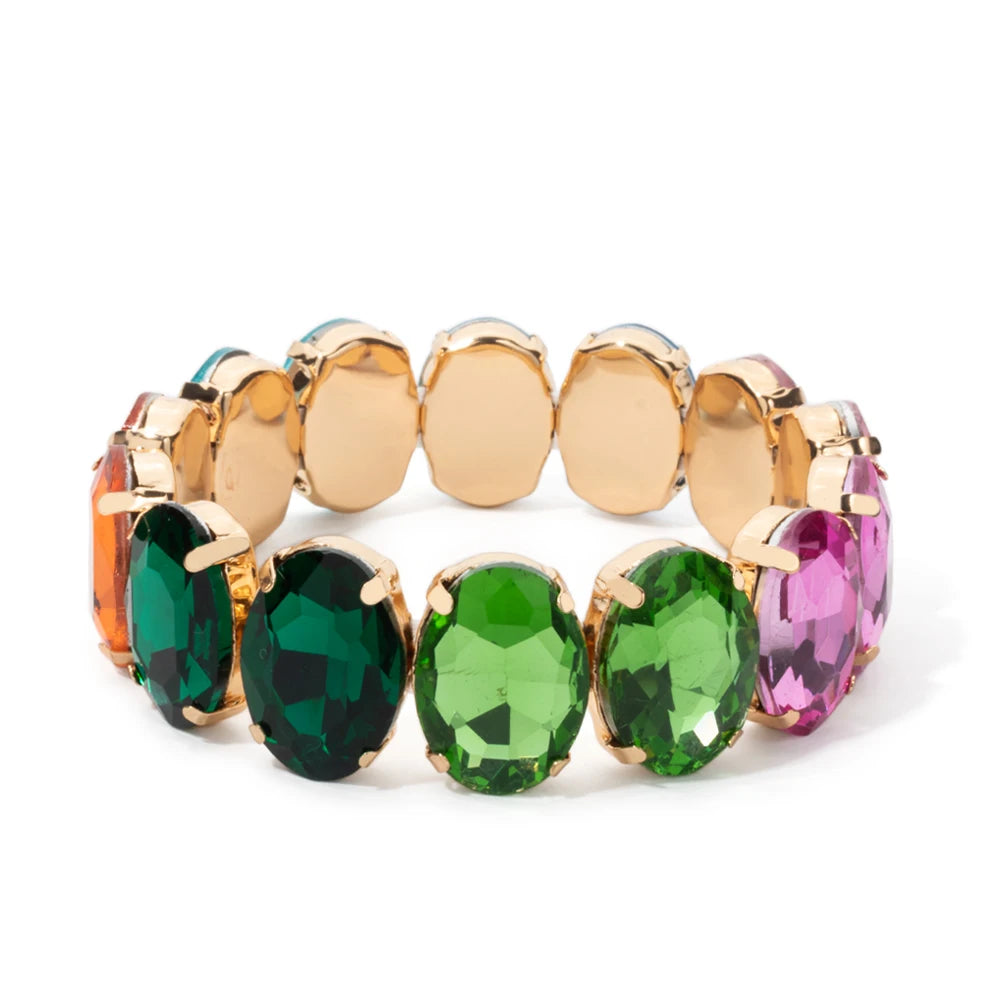 Tejesa  Zirconia Bangle For Women Gold Color Copper Crystal Bracelets Elastic Hand Accessory
