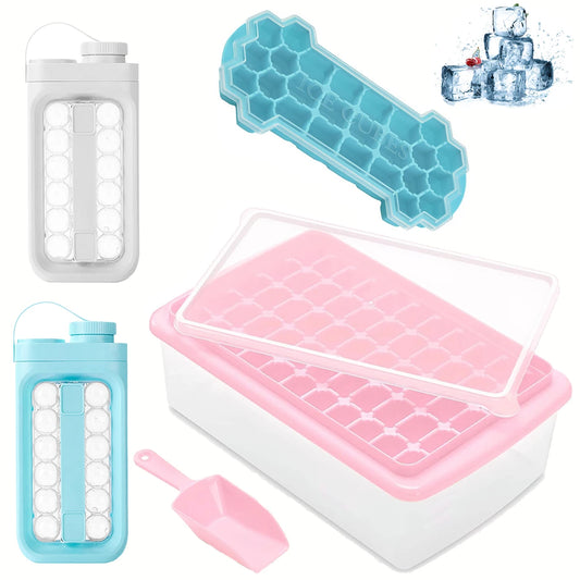 55/26 Grid Ice Cube Mold Tray Reusable Silicone Ice Ball Maker Kettle for Outdoor Travel Camping Iced Drinks Ice Cube Container