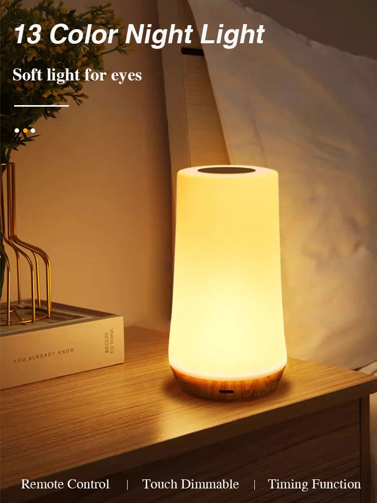 Hemasa  LED Night Light 13 Color Changing RGB Table Lamp Remote Control Touch Rechargeable RGB Night Lamp Dimmable Bedside Light