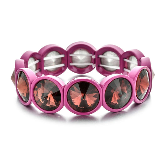 Hemasa Hot Pink Crystal Enamel Stretch Bracelets for Women/Girls