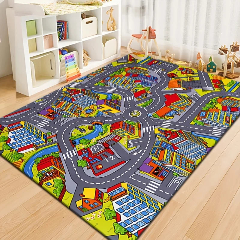 Hemasa  Game Mat / Road Map Car Track Mat/ Educational Traffic Playmat for Bedrooms and Playrooms