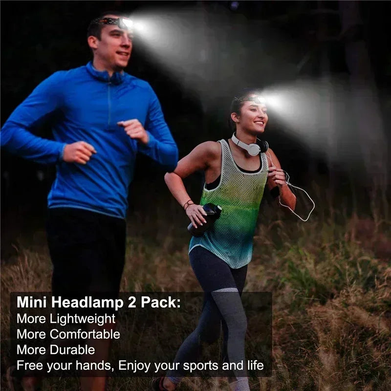 Hemasa LED Induction Headlamp Built in Battery USB Rechargeable Head Torch Outdoor Search Emergency Camping Fishing Lantern