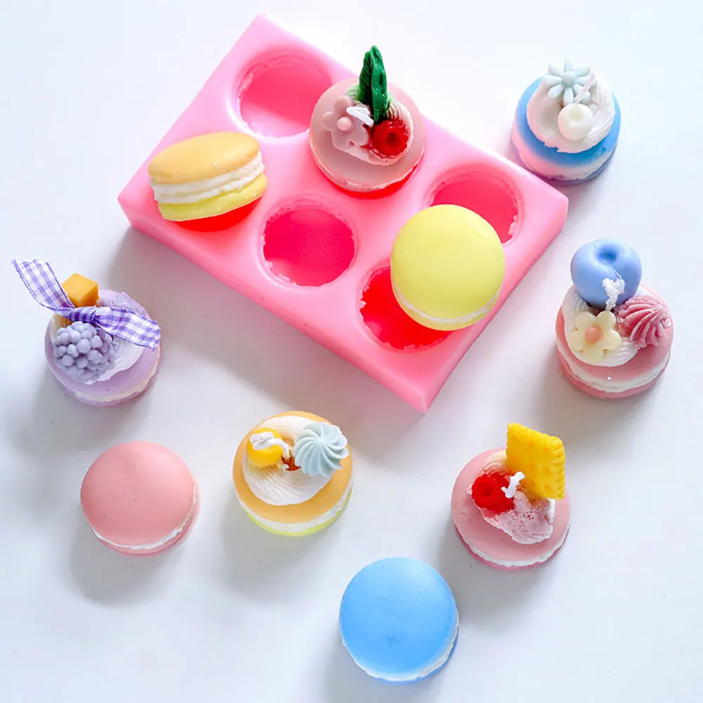 For Fun Macarone Candle Silicone Mold Scented Candles Soap Chocolate Dessert Mold for Baking Tool Candle Making Handmade Gift