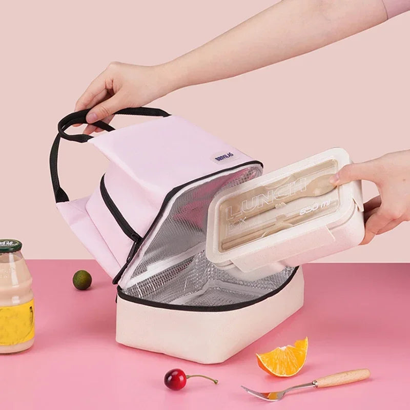 1pc Cinnamoroll & My Melody Lunch Bag, Reusable Fashionable Portable Preppy Style Insulated Cooler Tote Office, School, Beach