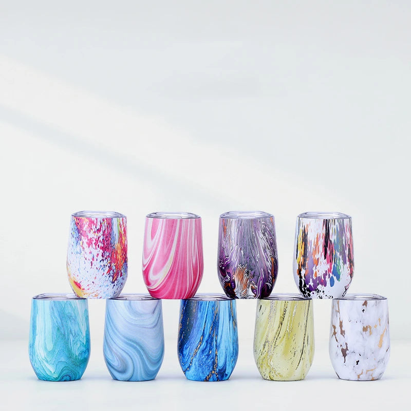 12oz Yerba Mate Tea Cup Stainless Steel Insulated Mug with Sliding Lid and Straw Coffee Cup Cocktail Champagne Cute Tumbler Cups