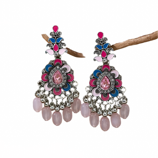 Hemasa  New Bohemian Tassel Earrings Women's Ethnic Style Long Colored Crystal Bead Indian Earrings for Women