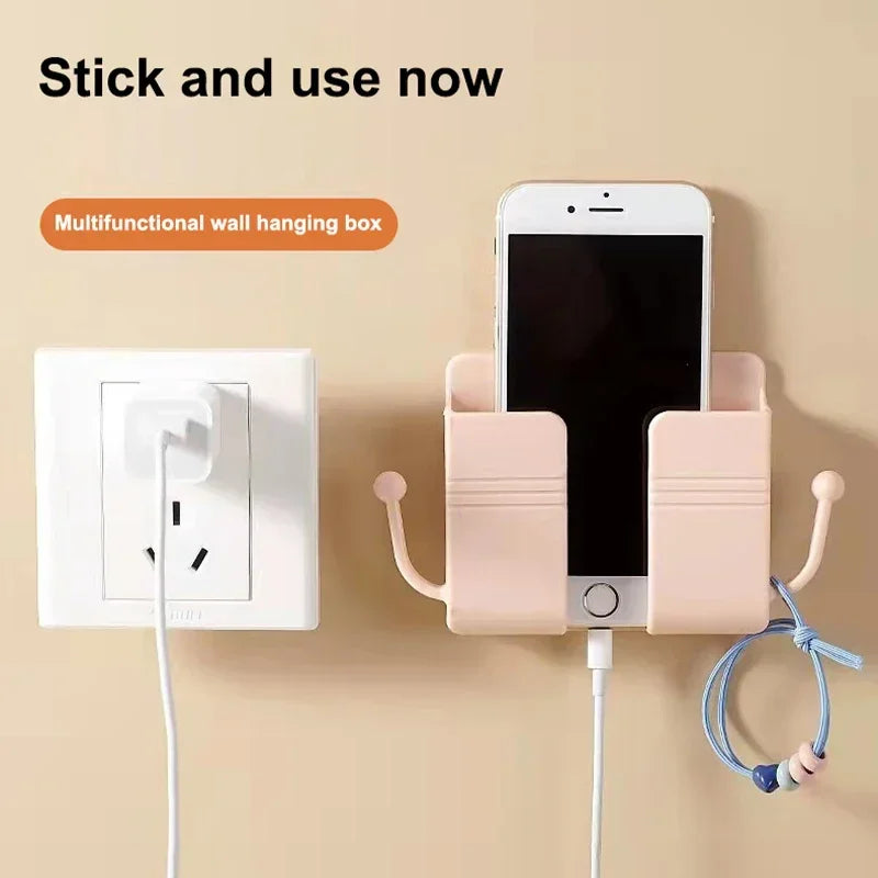 Mobile Phone Wall Mount Hat Hook Glasses Holder Hanger Remote Control Holder Bracket Charging Stand Home Storage Organization