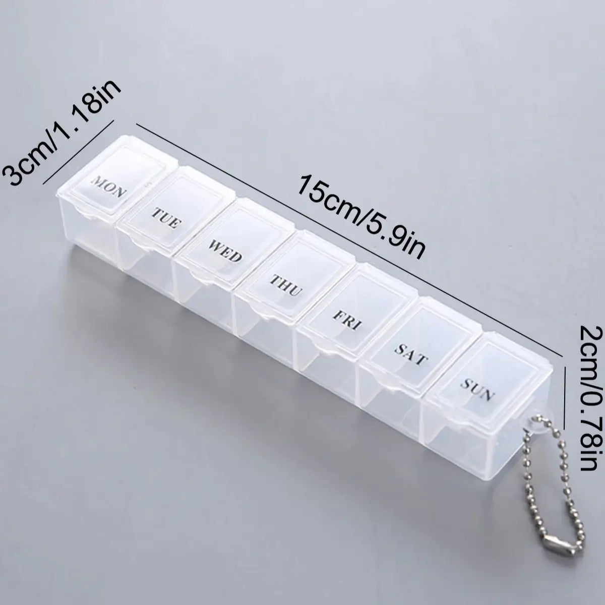 1PC/2PCS Mini Rectangular Pill Box Portable Transparent Seven Bars Moisture-Proof Pill Box Seven Days A Week