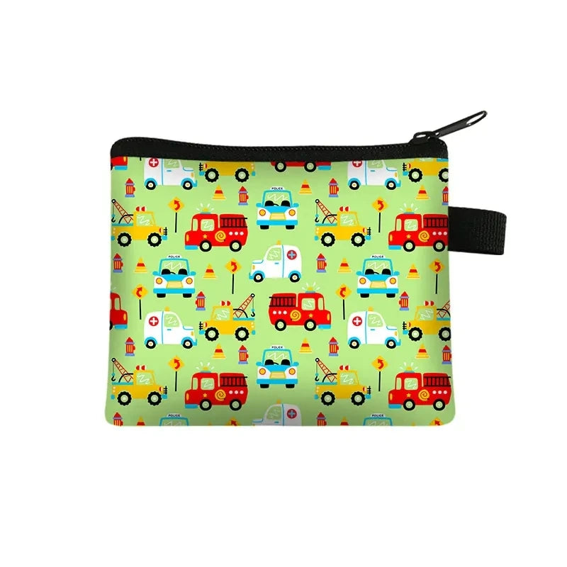 Tejesa Cartoon Coin Purse Keychain Zipper Pouch Kids Wallet Coin Bag Cute Excavator Purses and Handbags Small bag