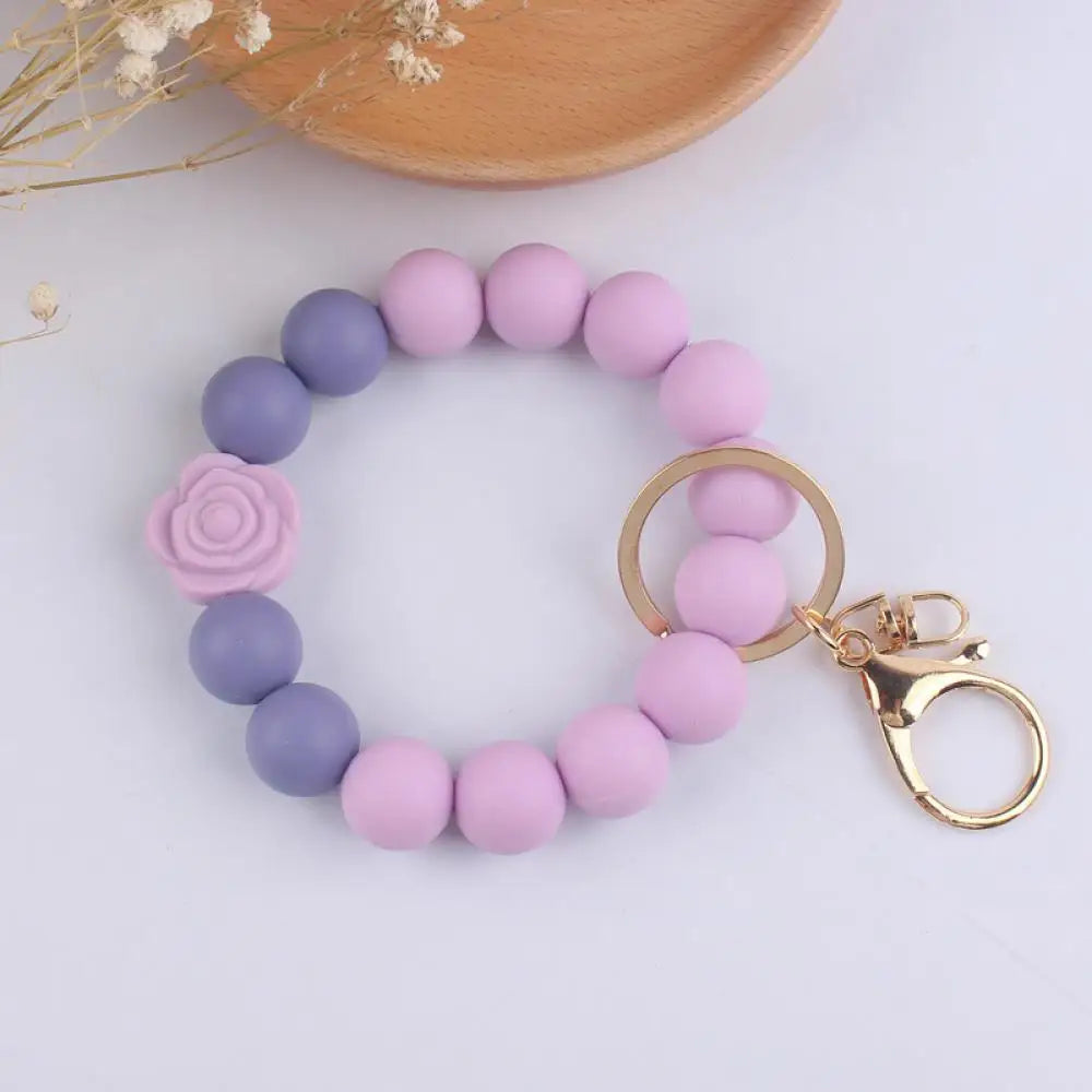 Hemasa Food Grade Cartoon Daisy Silicone Bead Keychain Women Girls Bracelet Pendant Keyring For Anti-Loss Bag Car Key Chain Accessories
