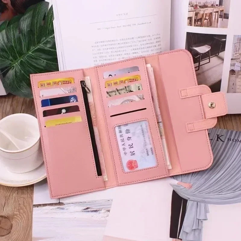 Hemasa High Quality  Leather Wallets For Woman/ Long Zipper Clutch Bag Female Purse Card Holder