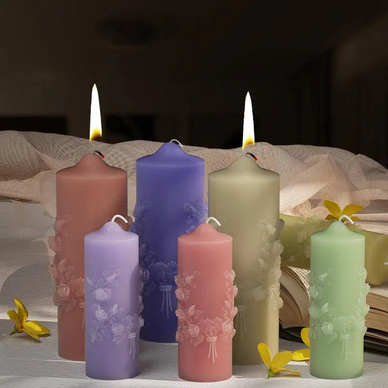 Flower Butterfly Columnar Silicone Candle Mold DIY Waves Soap Resin Plaster Making Tool Geometry Chocolate Mould Home Decor Gift