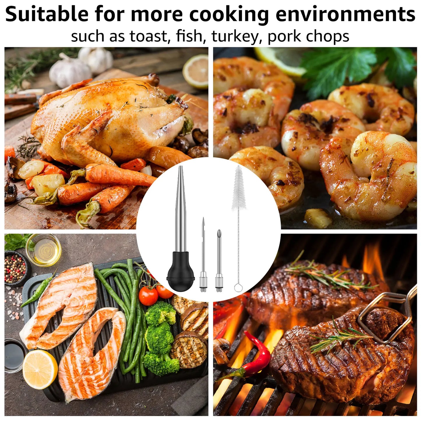 Seasoning Sauce Injection Pump BBQ Meat Syringe Turkey Chicken Squirt for Home Kitchen Cooking Marinade Tool Injection Dropper