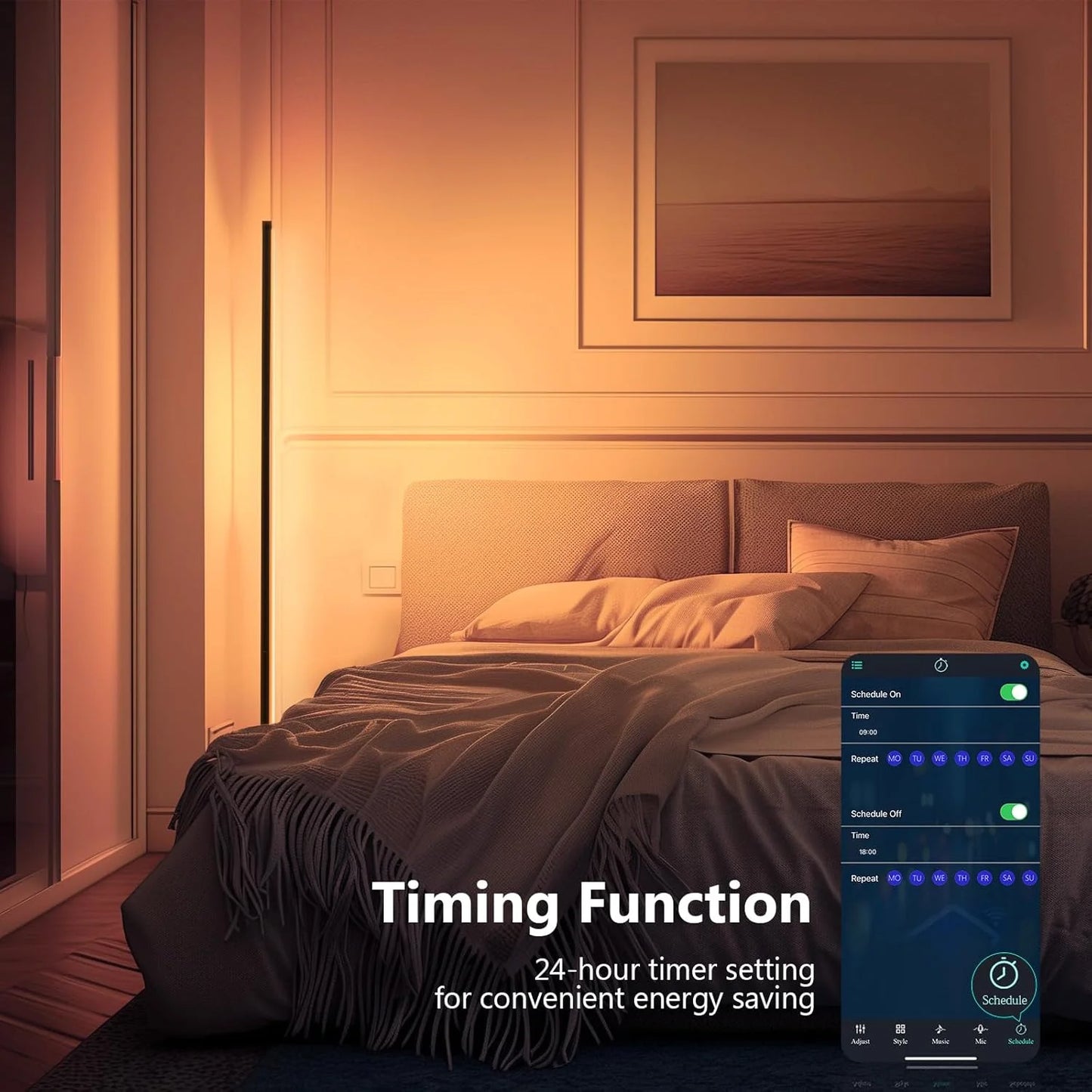 Hemasa Smart RGB Dream Color Floor Lamp with Music Sync Modern 16 Million Color Changing Standing Mood Light with APP & Remote Control