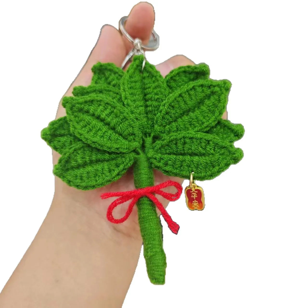 Hemasa  New Crochet Leaf Pendant Handwoven Leaves Bag Pendant /Knitting Leaves Key Ring