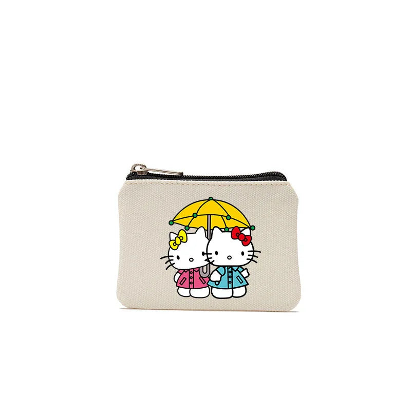 Cartoon Hellos Kittys Coin Purse Canvas Bag Card Bag Simple Fabric Coin Small Bag Cotton Storage Bags for Children's Gifts