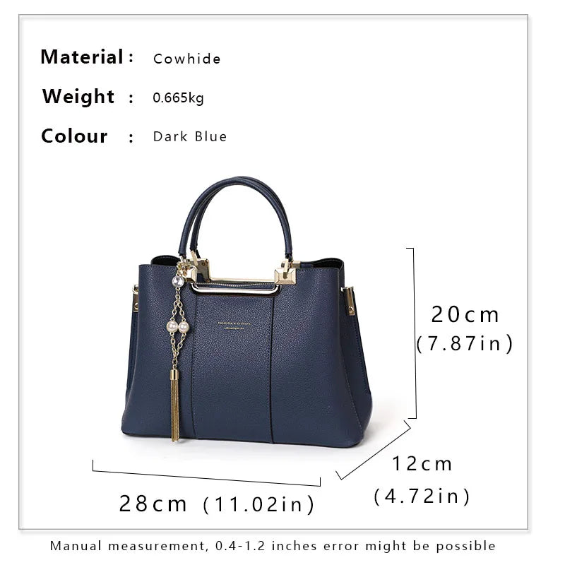 Aidrani Fashion Genuine Leather Women's Bag Elegant and Magnificent Women's Handbag Large Capacity Spliced Cowhide Crossbody Bag