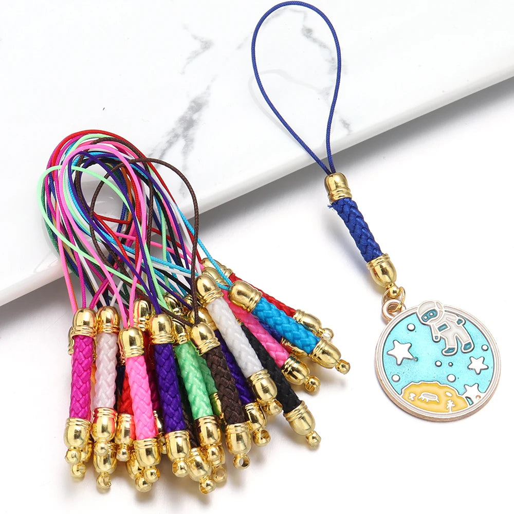 Tejesac 10pcs/Lot 13 Colors Lanyard Lariat Straps with Gold Color Clasp/ Keychain Hooks Rope Bags Charms
