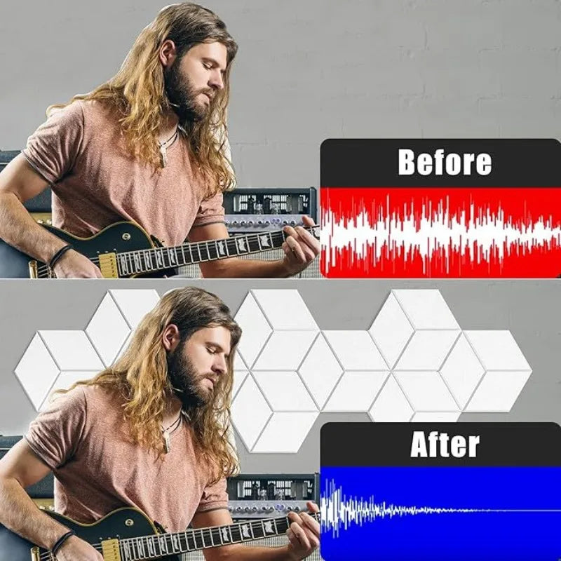 Tejesa Y-Lined Design Hexagonal Self-adhesive Acoustic Panels Sound Proof Foam Felt Board