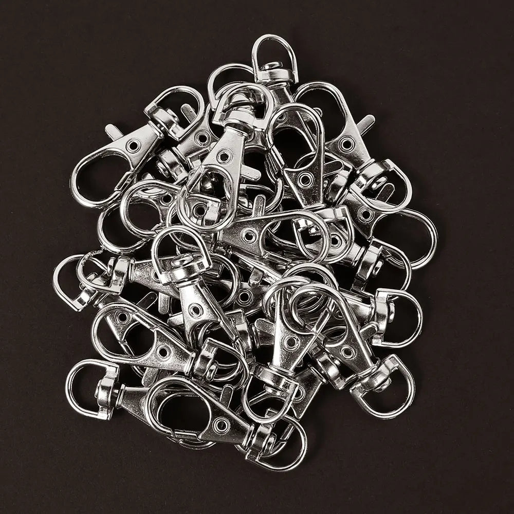 Tejesa 200/25pcs Swivel Lobster Clasp Keychain Stainless Steel Lanyard Snap Hook Snap Buckle Jewelry Making DIY Craft Hang Rope Chain