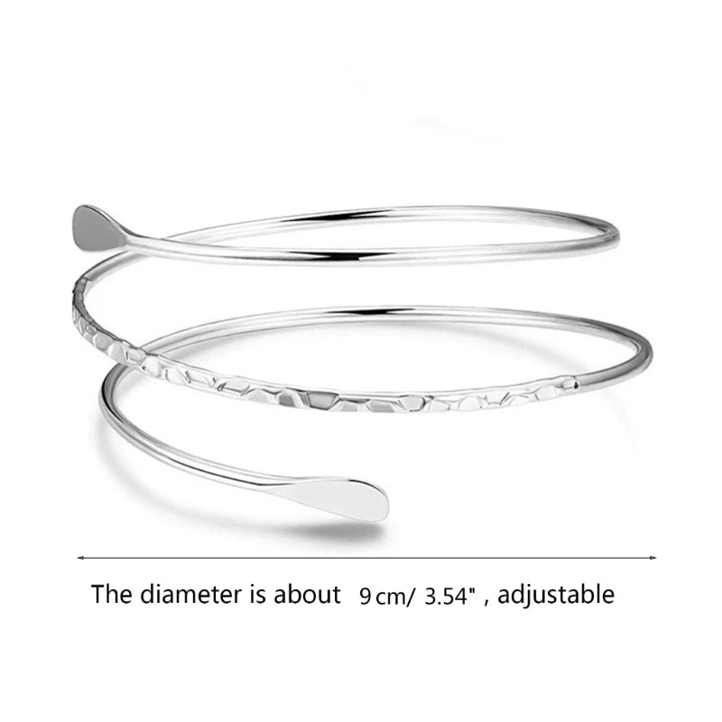 Upper Arm Bracelet Metal Coil Swirl Spiral Shape Armband Cuff Fashion Simple Arm Bangle Armlet Adjustable for Women Girl