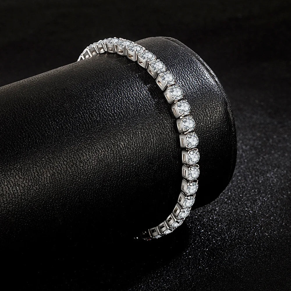 CALYMIX S925 Sterling Silver Bracelet Zirconia Tennis Ball Women Fashion Simple Engagement Wedding Charm Jewelry 4mm 16-20cm