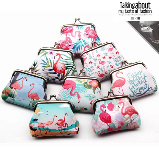 Cartoon Flamingo Printed Coin Purse Women Mini Pu Leather Wallet Kids Clutch Money Bag Female Pouch Hasp Change Purse Gift