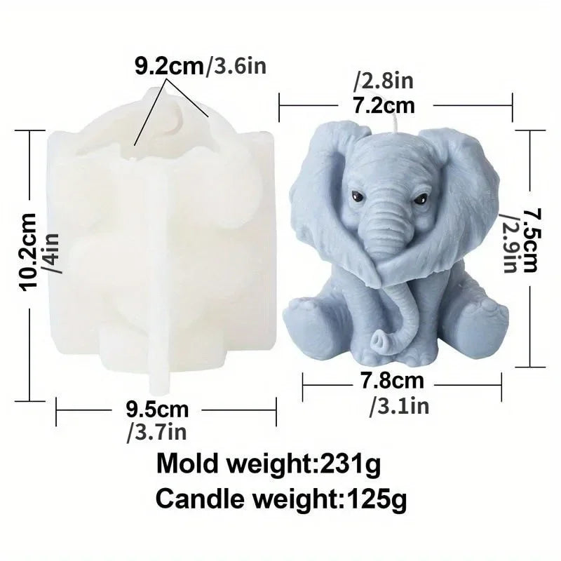 Candle Mold Elephant Shape Silicone Mold Three-dimensional Molds Candle Molds Silicone Hand Soap Mold Silicone Soap Molds