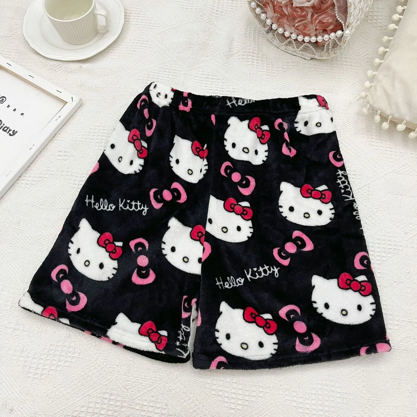Hemasa Hello Kitty Cute Shorts Women Cute Cartoon Flannel Pajama Pants /i Summer Casual Home Trousers Birthday Gifts