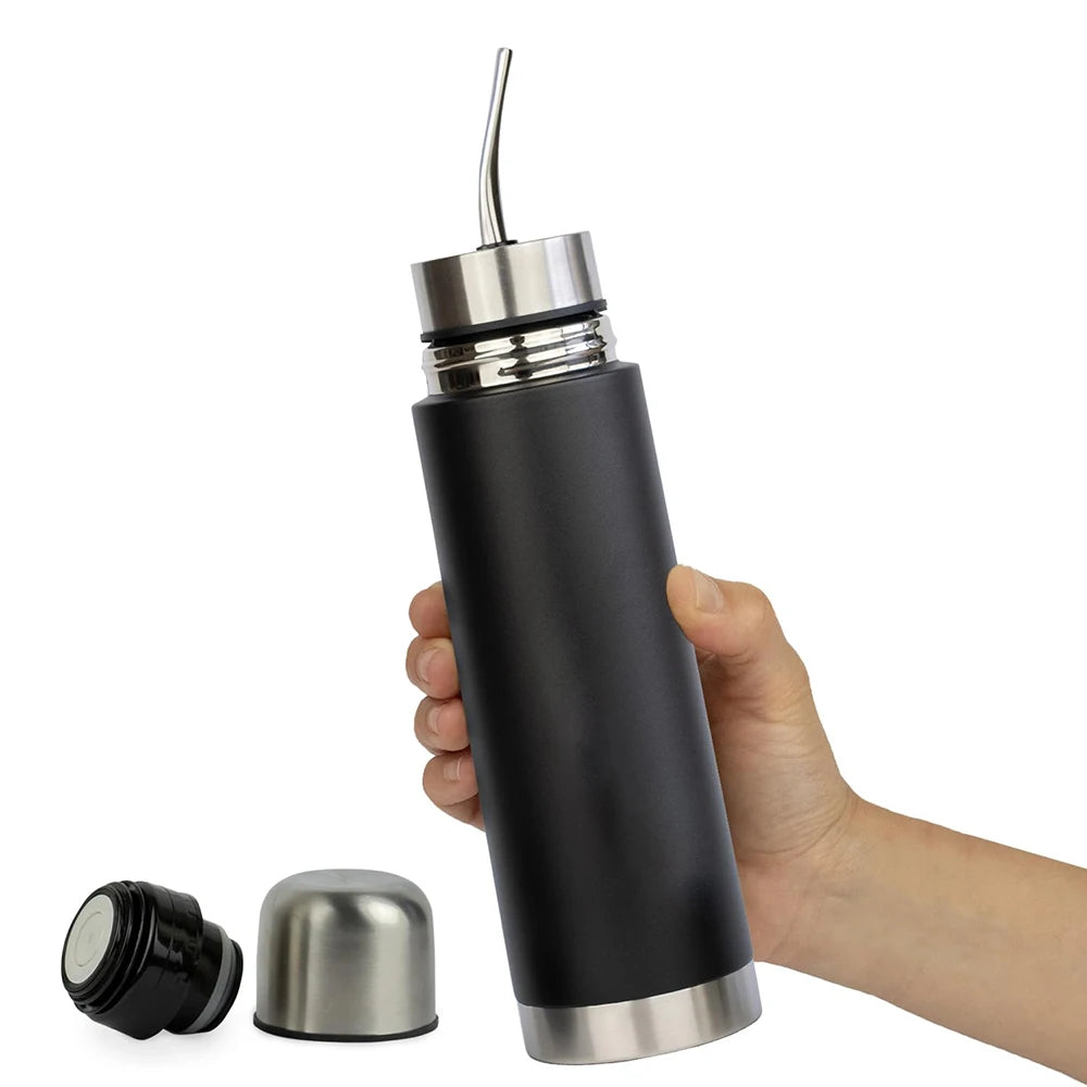 NEW Self-Serving Stainless Steel Mate Bottle, 2-in-1 Thermal Mate Cup with Built-in Bombilla, Yerba Mate Thermos all in one