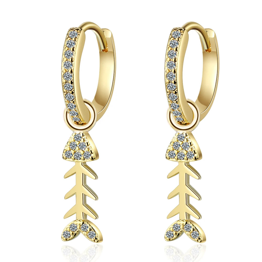 925 Sterling Silver Animal Earring Mosaic CZ Zirconia Fish Drop Earrings For Women Earrings Pendant Earrings