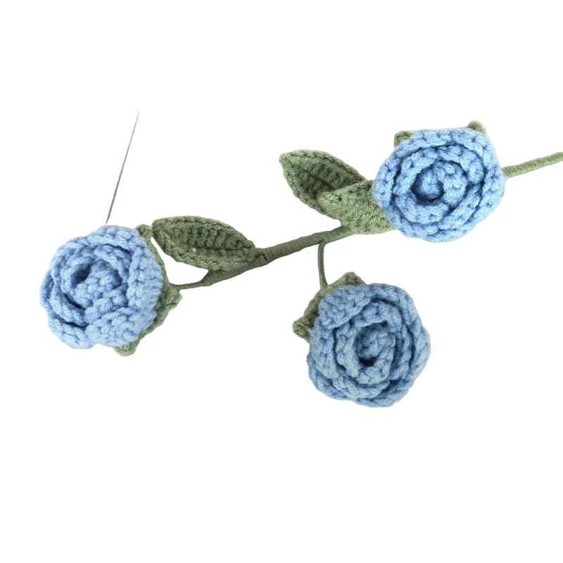 Hemasa 3PC Rose Knit Flower Creative Crochet Flowers Bouquet Crochet Woven Flowers Wedding Decor Gift Home Decor