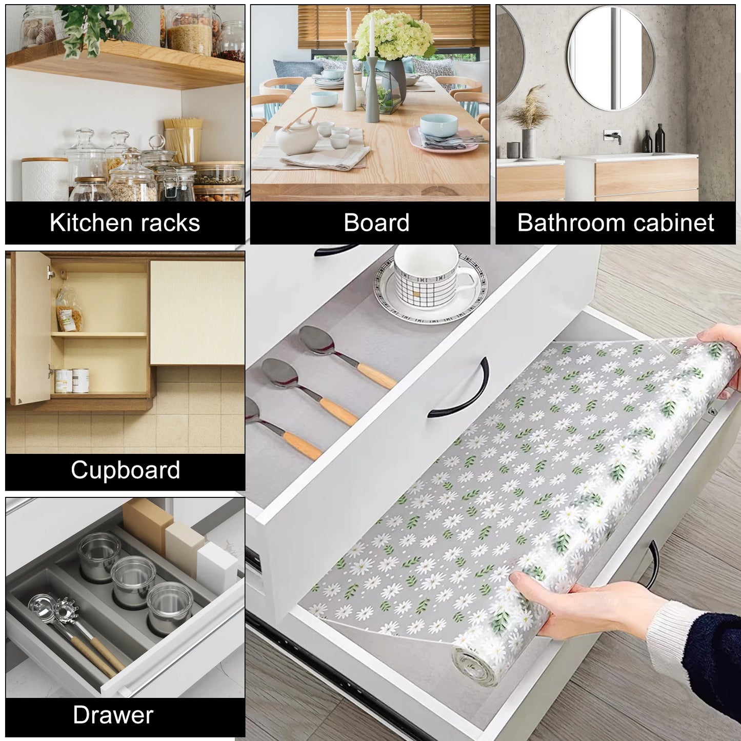 Drawer Liner Mat Dustproof Non-slip Placemats Non Adhesive Shelf Liner Kitchen Cabinets Drawer Refrigerator Oil-proof Table Pad