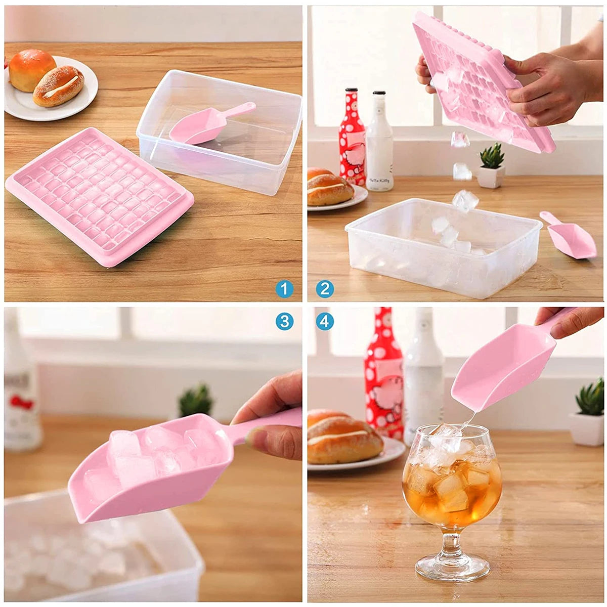 55/26 Grid Ice Cube Mold Tray Reusable Silicone Ice Ball Maker Kettle for Outdoor Travel Camping Iced Drinks Ice Cube Container