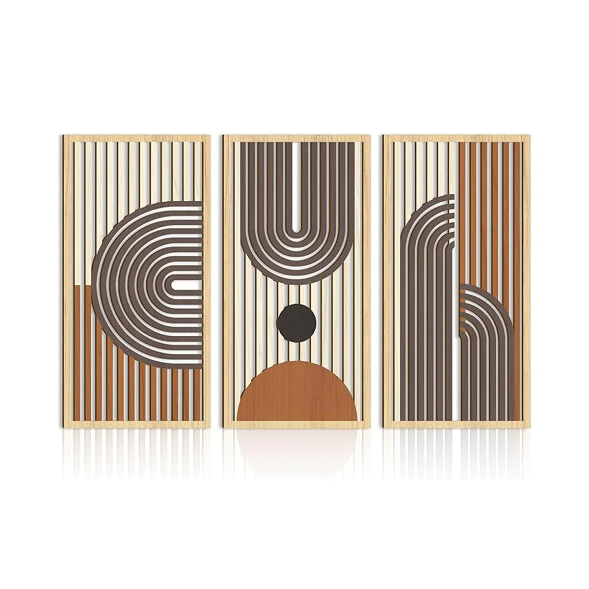 Hemasa 3pcs Bohemian Style Hollow Wooden Wall Art /Geometry Decorative Pieces for Bedroom /Living Room /Dining Room