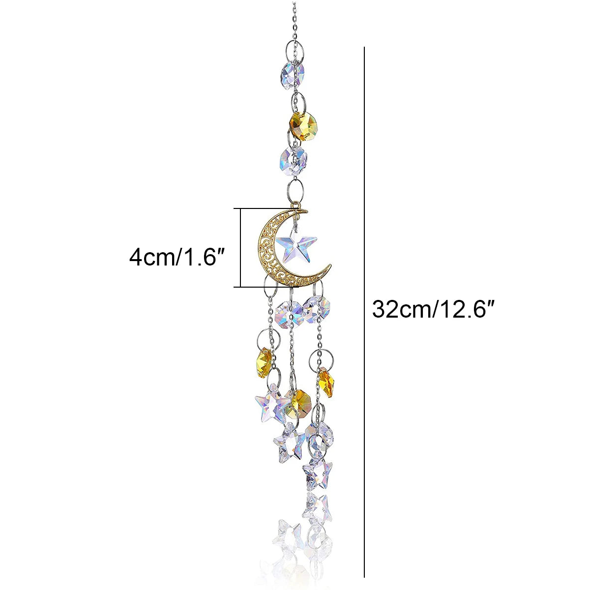 2024 New Home Decor Moon Star Crystal Sun Catcher Garden Light Collection Ornaments Hanging Prism Pendant Decoration Craft