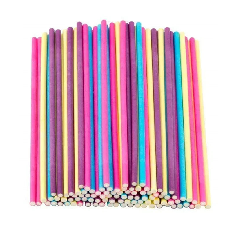 Tejesa 100pcs Paper Lollipop Sucker Sticks for Cake Pops Candy Popcake Stick 6-Inch by 5/32-Inch 150*3.5mm