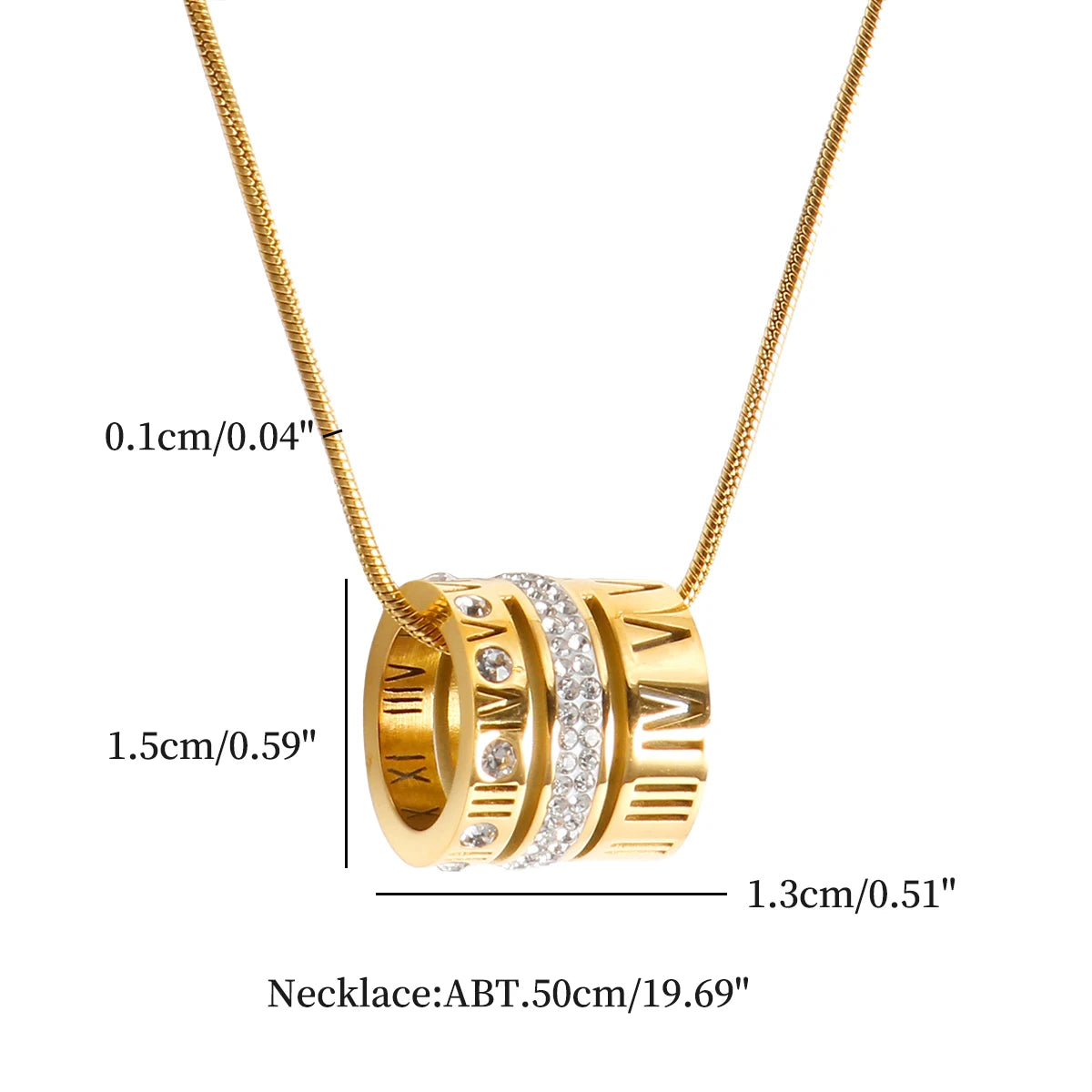 Hemasa  Zircon Three Layers Pendant Necklace Stainless Steel Necklaces for Woman