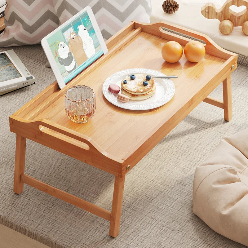 Hemasa  Bamboo Wood Bed Tray Portable Folding Laptop Desk Tea Food Serving Table Folding Leg Laptop Desk On The Bed