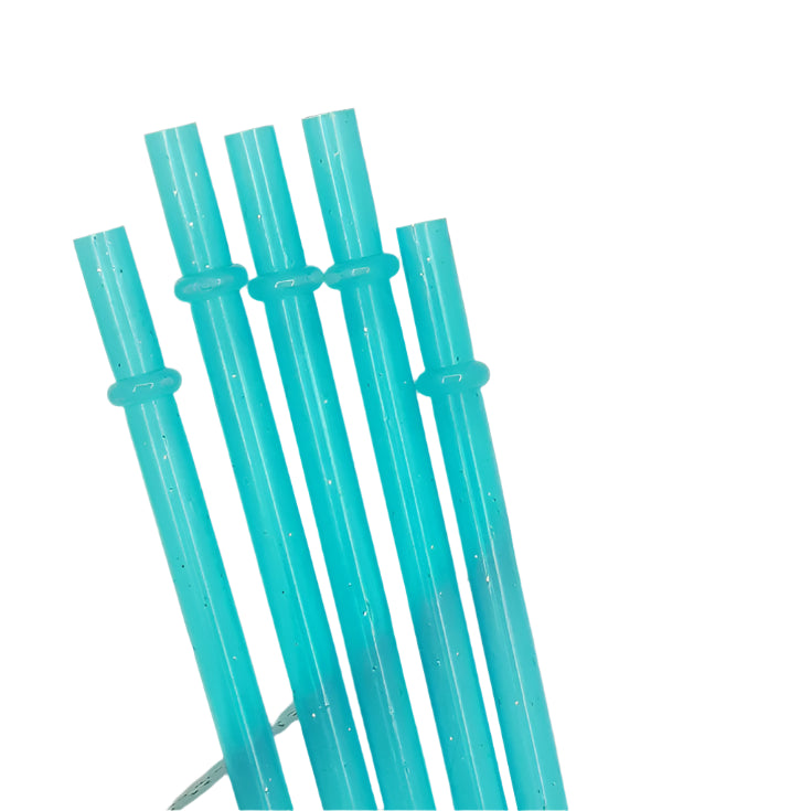 Hemasa 9inches  20 Pieces Reusable Drinking Straws  Colorful Plastic Straws Clear Glitter Unbreakable Straw with Cleaning Brush for Party