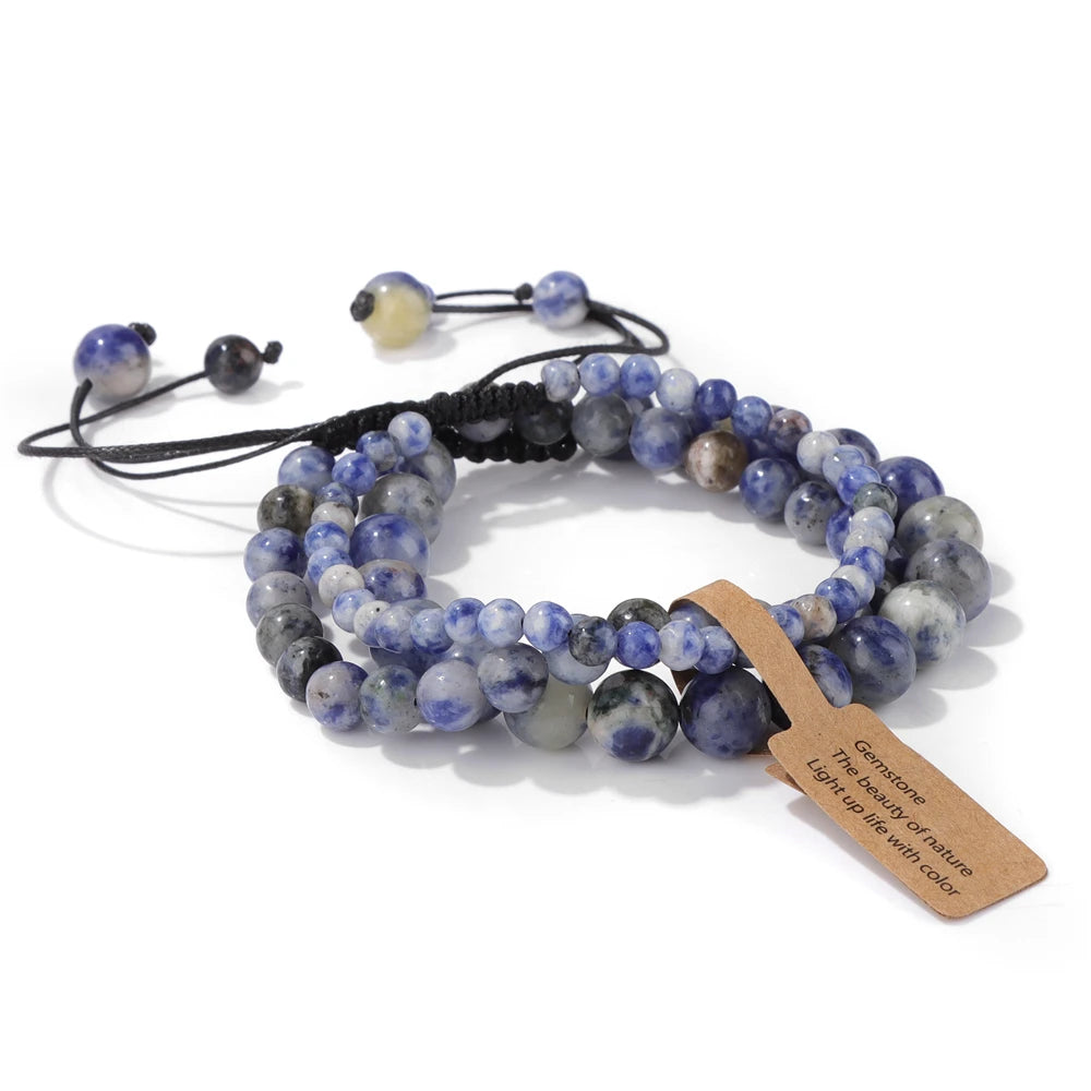 Tejesa  3pcs  Amazonite Bracelets for Women Men 4/6/8mm Beads Braided Bracelet Handmade Adjustable Wristbands Jewelry