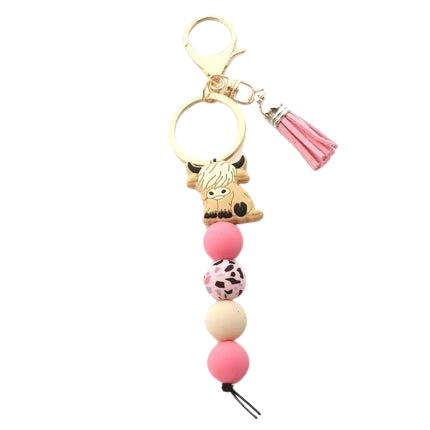 Hemasa  New Cartoon Silicone Cowboy Bead Pendant Keyring for women