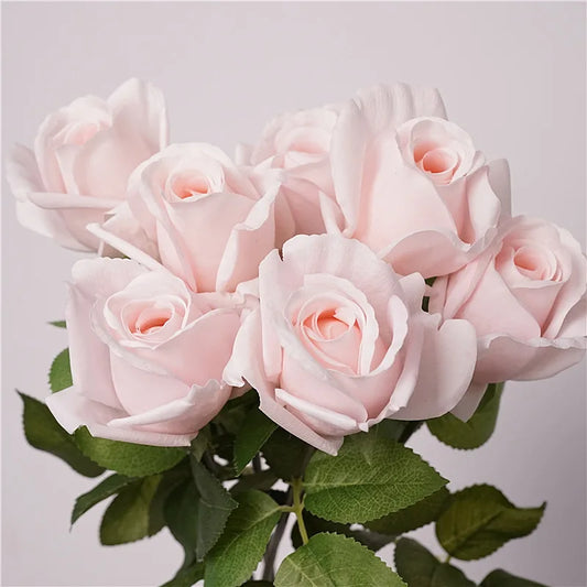 10Pc Hand-feel Moisturizing Rose Real Touch Artificial Flower Bridal Bouquet Marriage Decor Rose Flowers Wedding Party Home Deco