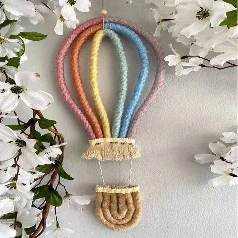 Heamsa Nordic Woven Hot Air Balloon Wall Hanging/ Macrame Rianbow Tapestry