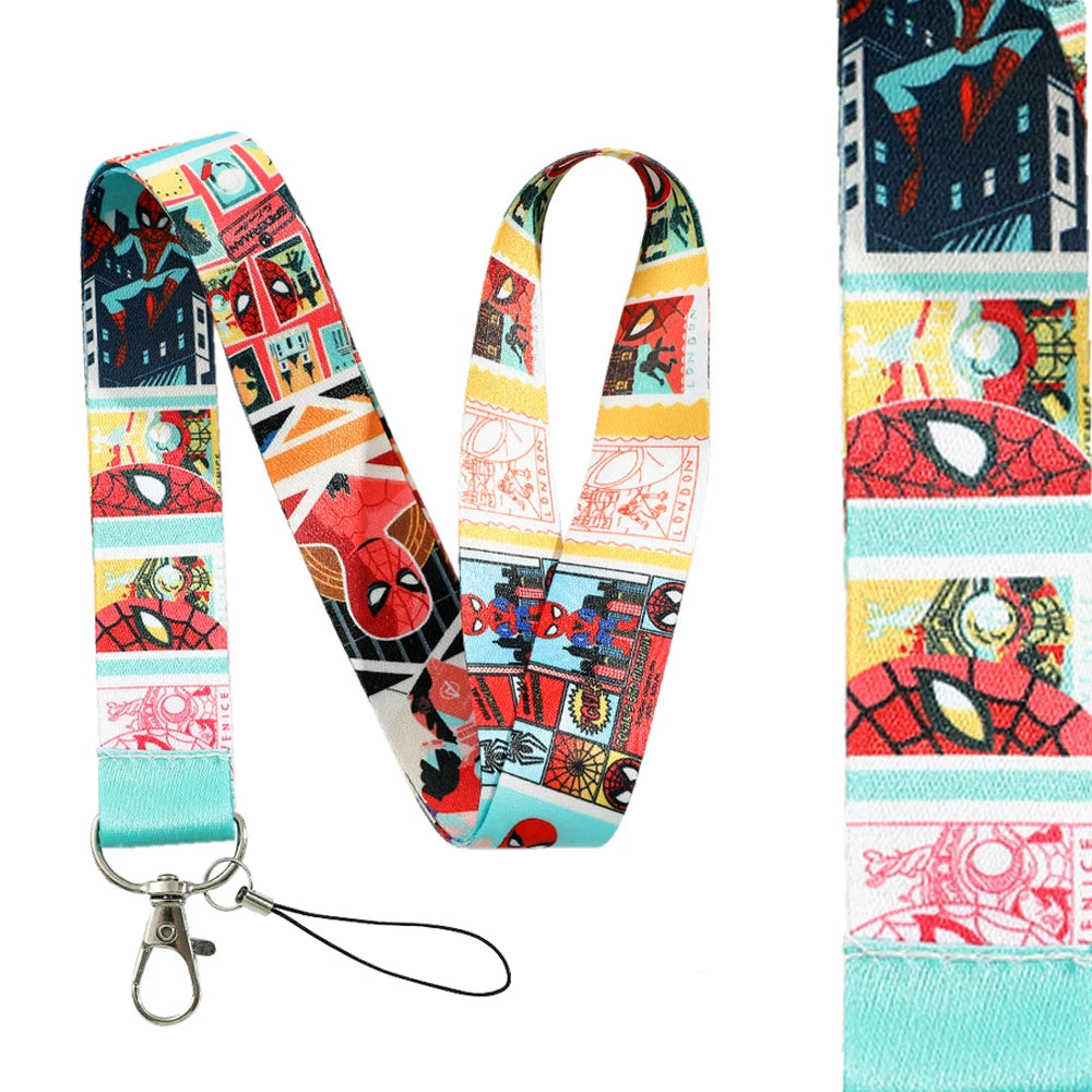 Disney Marvel Spiderman Neck Phone Strap Lanyard Keychain for Wallet Charm Cartoon Lariat Student Chain Anti-lost Decoration