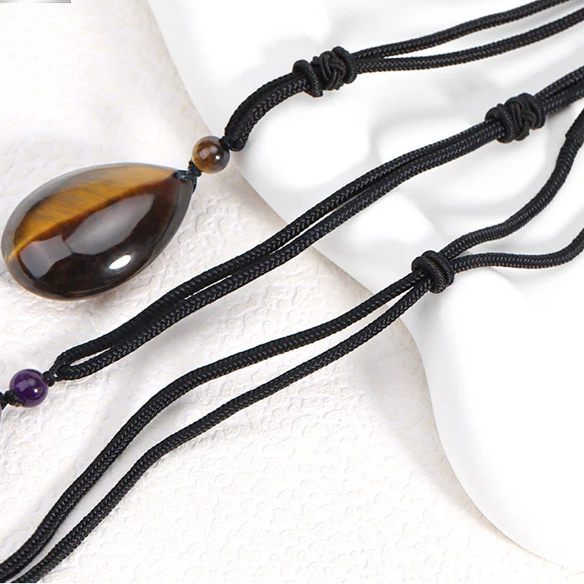 Hemasa Natural Stone Male Necklace for Women Water Drop Pendant Healing Tiger Eye Amethysts Crystal Pendants Necklaces H351
