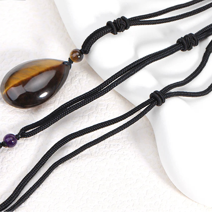 Hemasa Natural Stone Necklace for Women /Water Drop Pendant Healing Tiger Eye Amethysts Crystal Pendants Necklaces H351